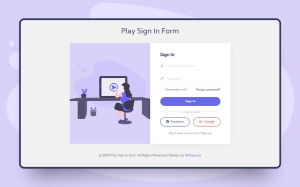 play signin form