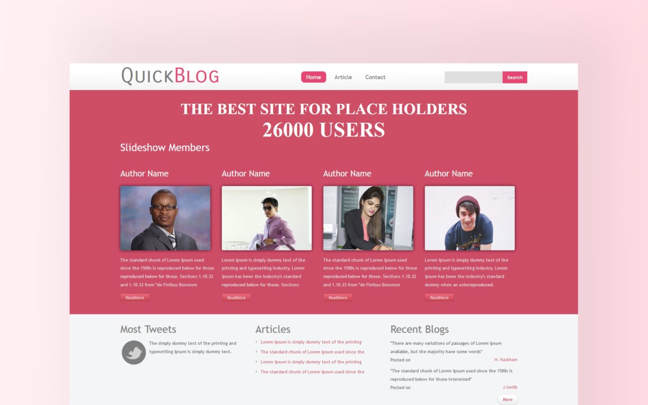 quick blog website template