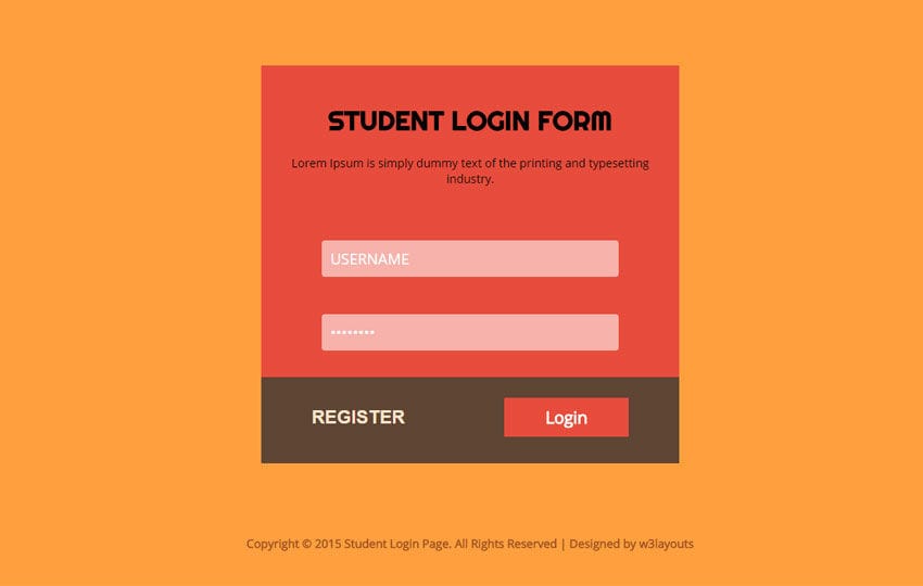 Student Login Form Responsive Widget Template by w3layouts