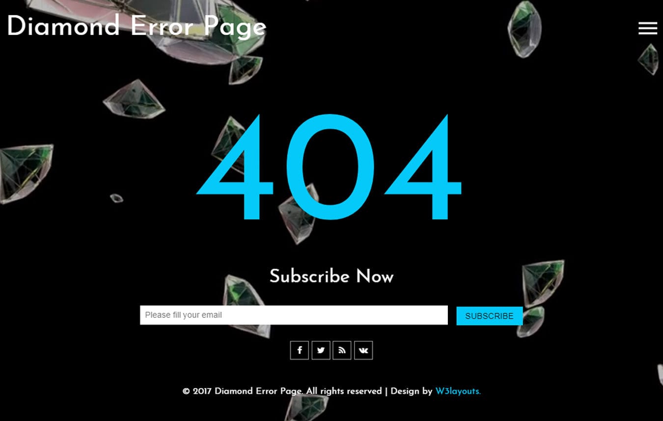 Diamond Error Page a Flat Responsive Widget Template