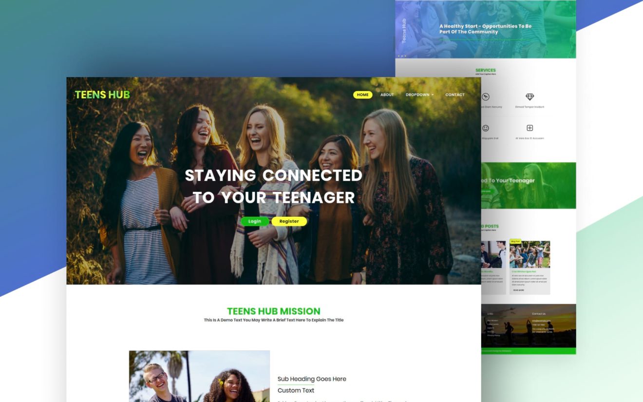 teen hub social and people website template